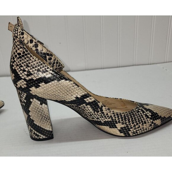 Marc Fisher Gilla 2 Snakeskin Pointed Toe Block Heel Ankle Strap Pumps Size 10M - Picture 11 of 16